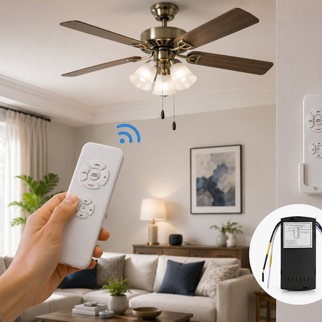 Ceiling Fan Light Remote Control, Universal Ceiling Fan Remote Control Kit, Smart Fan Controller with WiFi App Timer