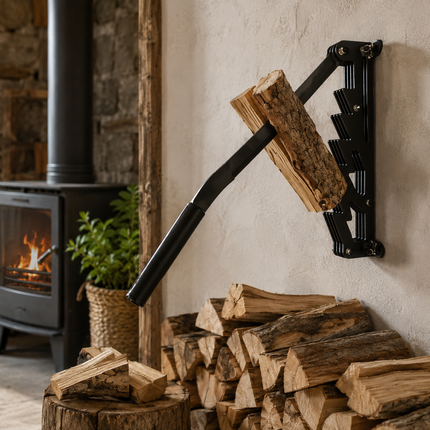 Wall Mounted Firewood Kindling Splitter, Manual Log Splitter with Adjustable 180 Degree Handle for Indoor and Outdoor Wood Splitting