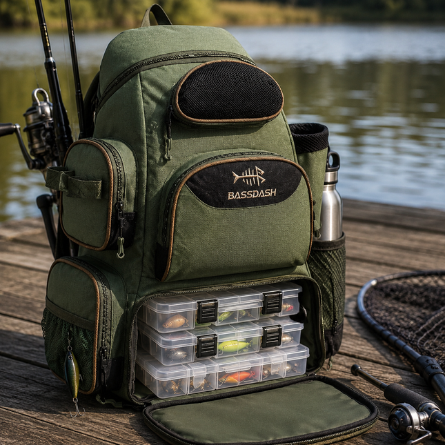 Fishing Backpacks, Waterproof Fishing Tackle Backpack with Rod Holder, Tackle Bags and Backpack Tackle Box for 3 Utility