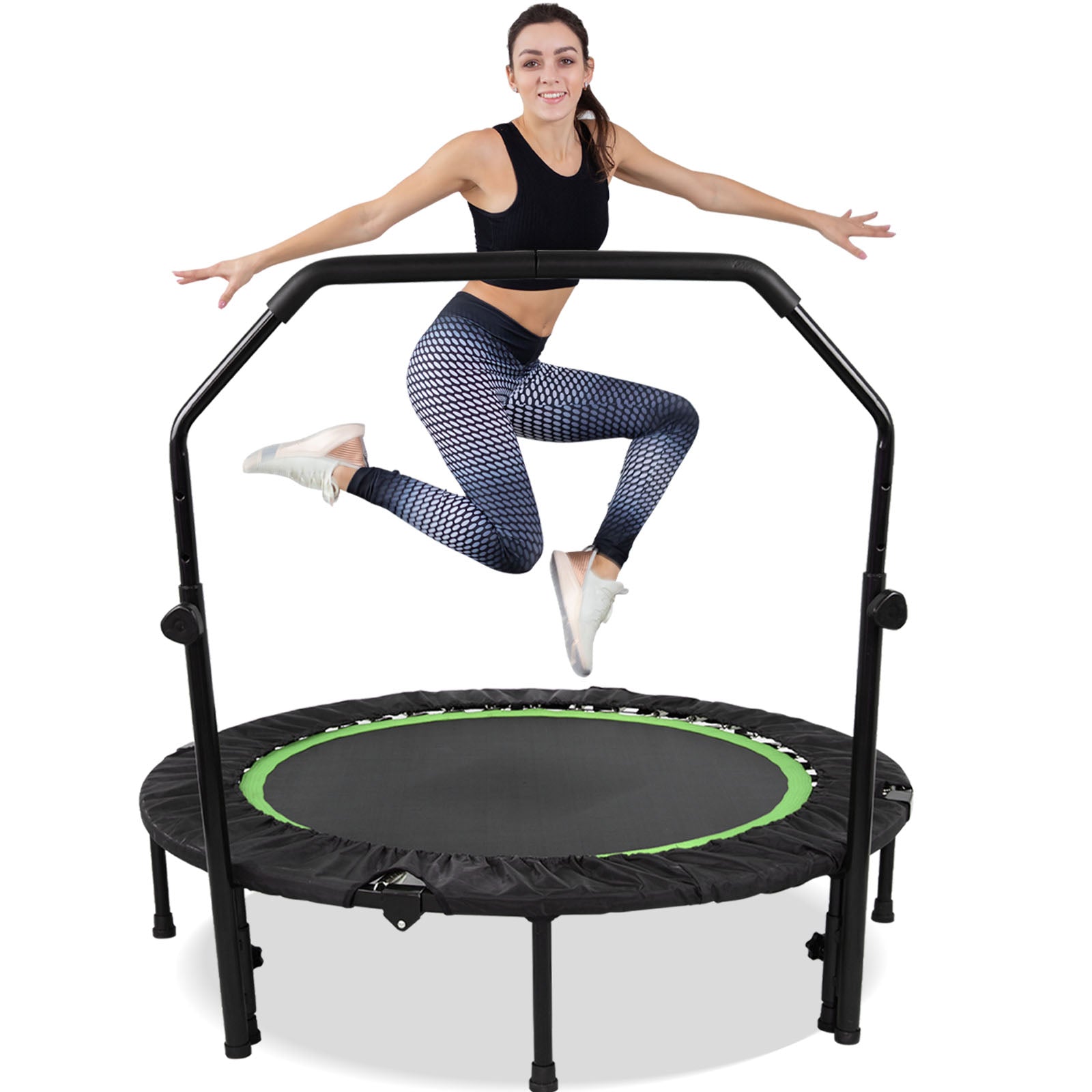 Fitness Trampoline | 48-Inch Foldable Rebounder with Adjustable Handle | Compact Design for Indoor Workouts 10