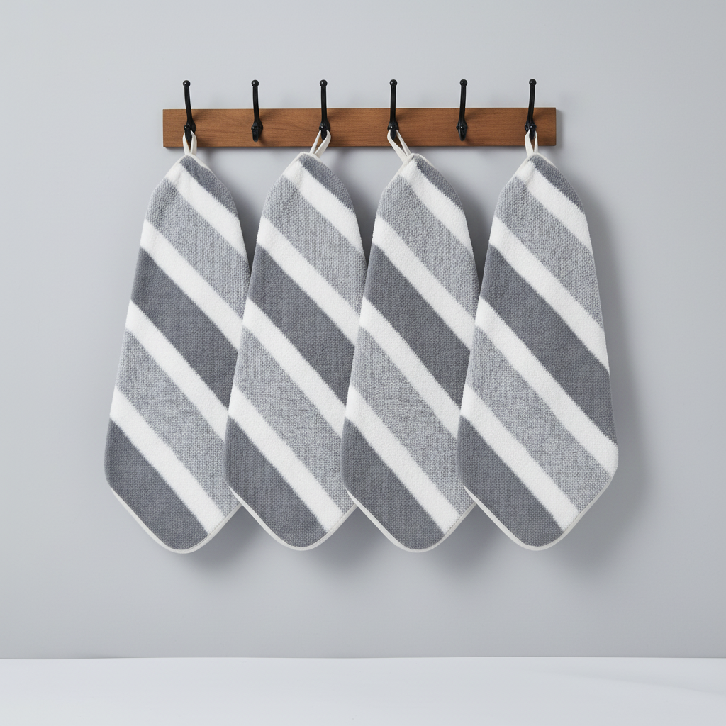 FleeceTowel | Soft Coral Fleece Towels with Quick Absorption | Modern Striped Design for Comfort 5