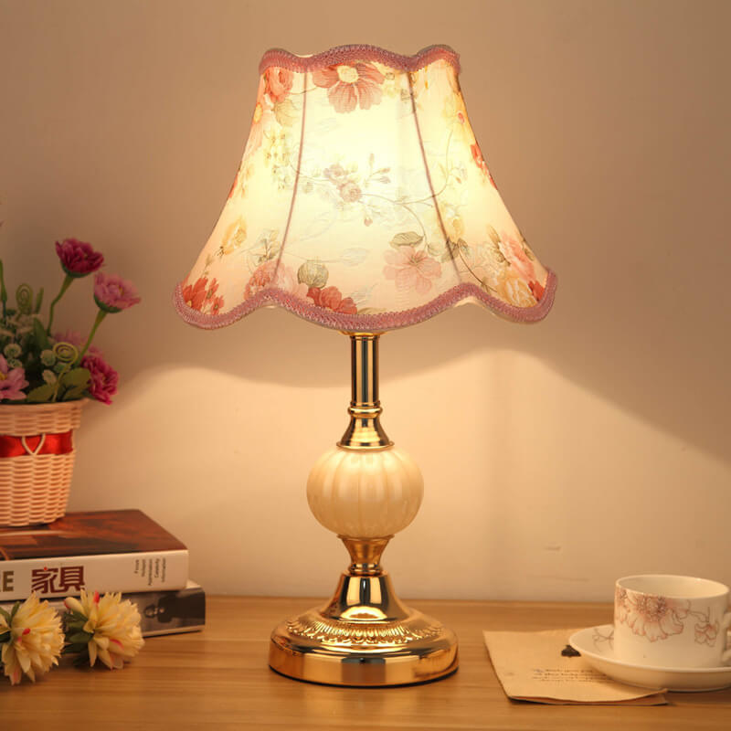FloraLuxe | Elegant Vintage Glass Fabric Table Lamp for Modern Spaces 0