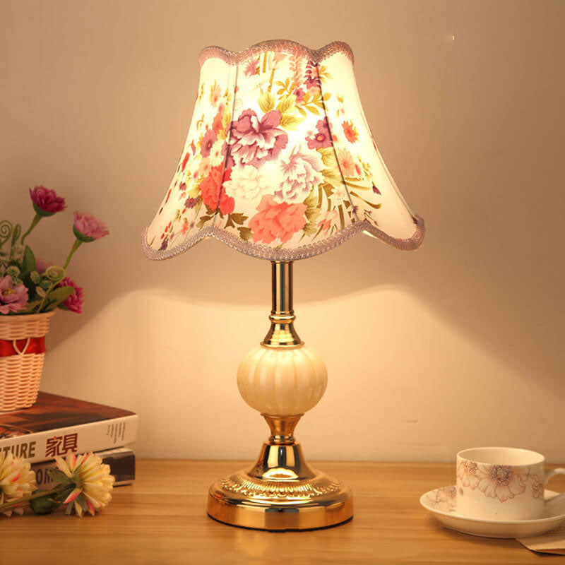 FloraLuxe | Elegant Vintage Glass Fabric Table Lamp for Modern Spaces 15