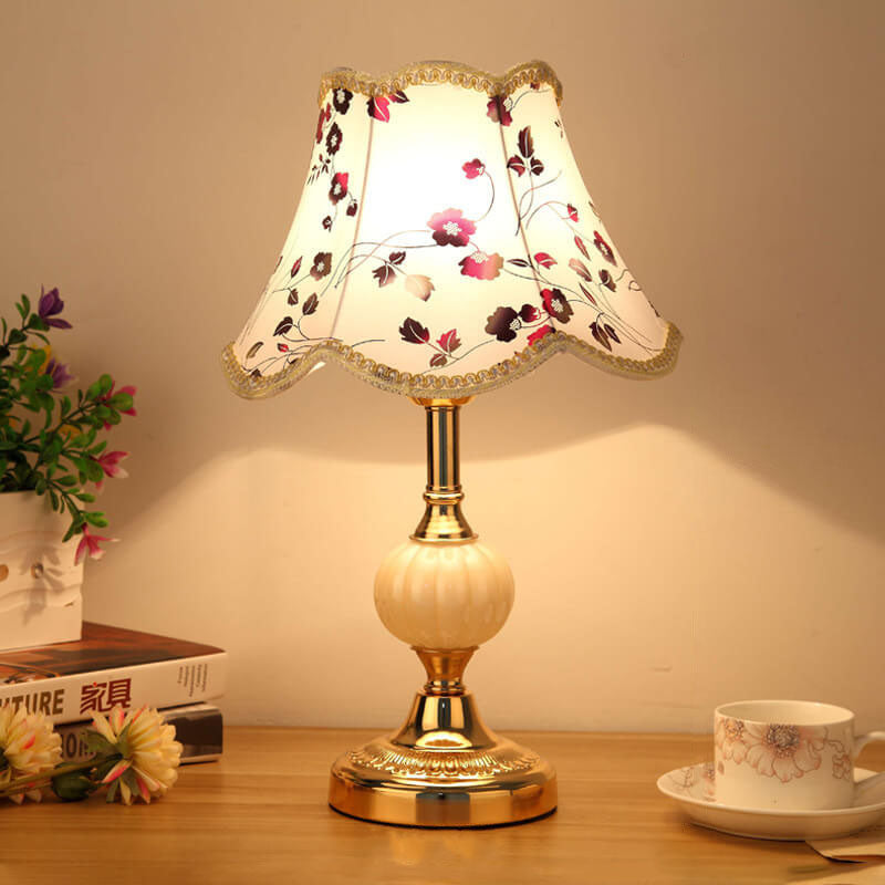 FloraLuxe | Elegant Vintage Glass Fabric Table Lamp for Modern Spaces 19