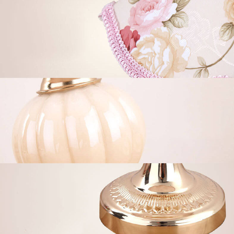 FloraLuxe | Elegant Vintage Glass Fabric Table Lamp for Modern Spaces 4