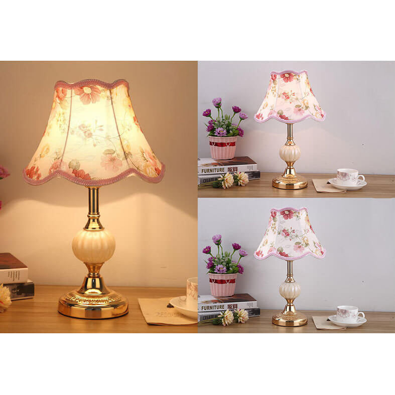 FloraLuxe | Elegant Vintage Glass Fabric Table Lamp for Modern Spaces 5