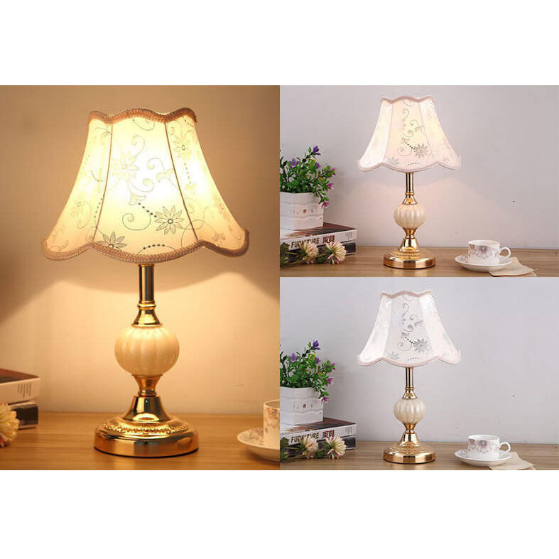 FloraLuxe | Elegant Vintage Glass Fabric Table Lamp for Modern Spaces 6
