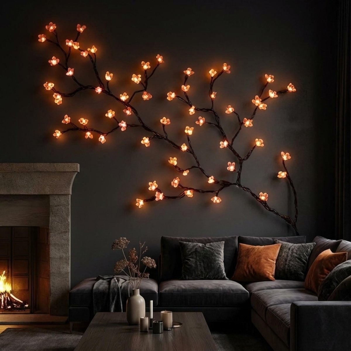 Floral Elegance | Cherry Blossom Vine LED Wall Light with Warm Ambient Glow | Decorative Lighting for Cozy Interiors 4