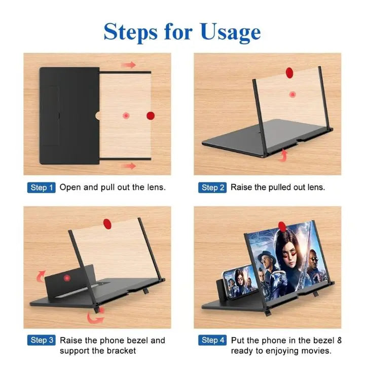 Foldable Phone Screen Magnifier | HD Display with 3-4x Enlargement | Portable Theater for Movies and Reading 5