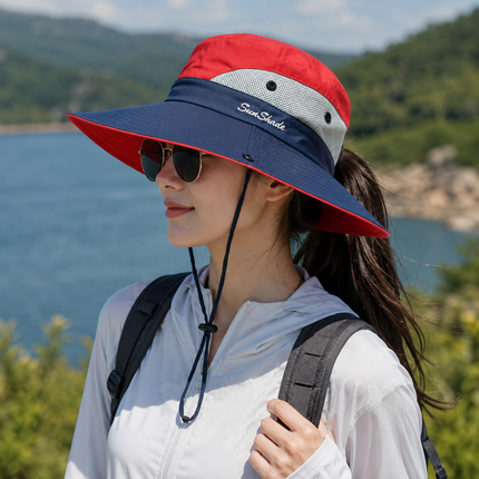 UV Protection Foldable Sun Hat for Women, Packable Summer Beach Hat with Adjustable Drawstring, Windproof and Breathable Sun Cap