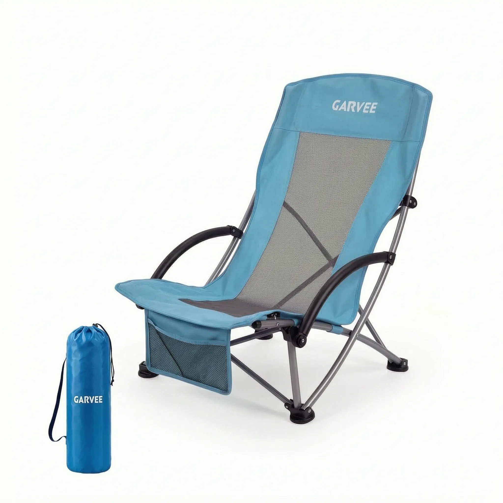 Folding Beach Chair with High Back & Mesh Panel | Portable Comfort for Outdoor Relaxation 0