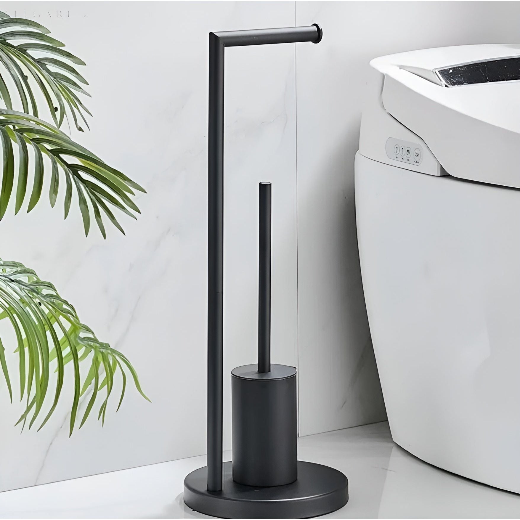 Functional Toilet Paper Holder | Integrated Brush & Space-Saving Design for Modern Bathrooms 0