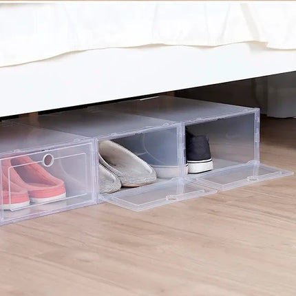 Clear Shoe Boxes Stackable 6 Pack, Plastic Shoe Organizer for Closet