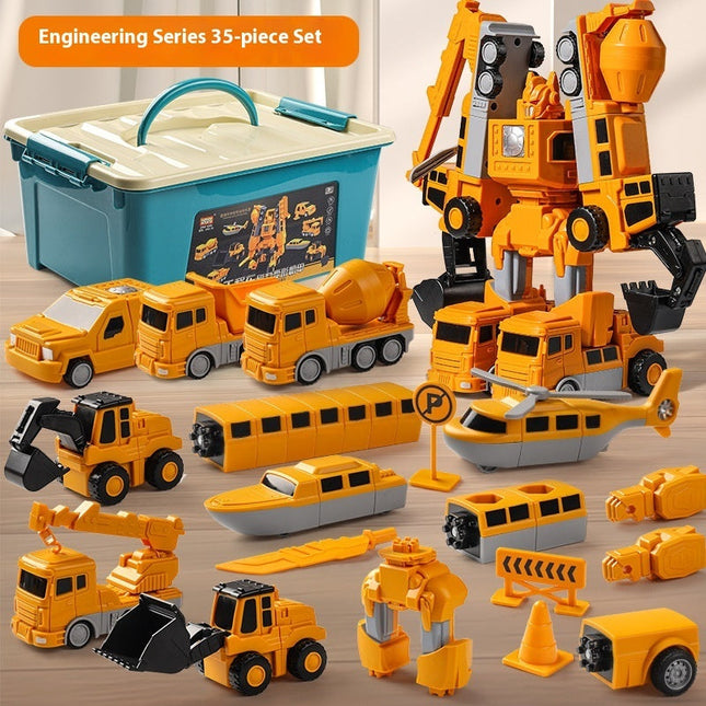 Transformer Toy Car Magnetic, Transforming Car Toy with Magnetic Building Blocks, Magnetic Toy Car for Kids Age 3
