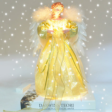 Christmas Tree Topper Angel, Animated Angel Tree Topper with Light Up Wings and Star