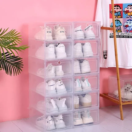 Clear Shoe Boxes Stackable 6 Pack, Shoe Storage Boxes