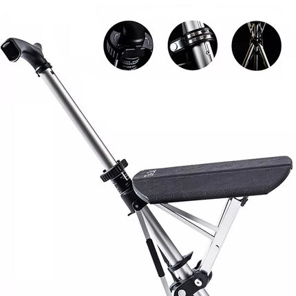 Folding Walking Stick with Seat, Lightweight Portable Cane Chair with Non Slip Rubber Tip and Ergonomic Pommel Grip for Outdoor Walks