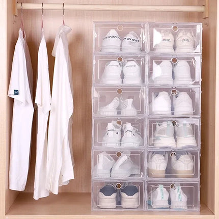 Clear Shoe Boxes Stackable 6 Pack, Plastic Shoe Organizer for Closet – image 4