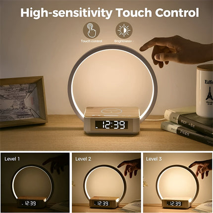 Table Lamp with Wireless Charger and Digital Alarm Clock – image 4