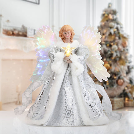 Christmas Tree Topper Angel, Animated Angel Tree Topper with Light Up Wings and Star – image 4