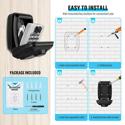 Key Lock Box Wall Mounted, Waterproof Key Cabinet for Home – image 5