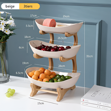 Multi Tiered Wooden Fruit Bowl, Tiered Serving Tray – image 6