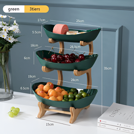 Multi Tiered Wooden Fruit Bowl, Fruit Tray for Snacks and Kitchenware – image 7