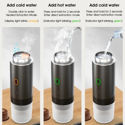 Portable espresso machine, wireless 3 in 1 travel coffee maker for capsules and ground coffee, USB-C rechargeable
