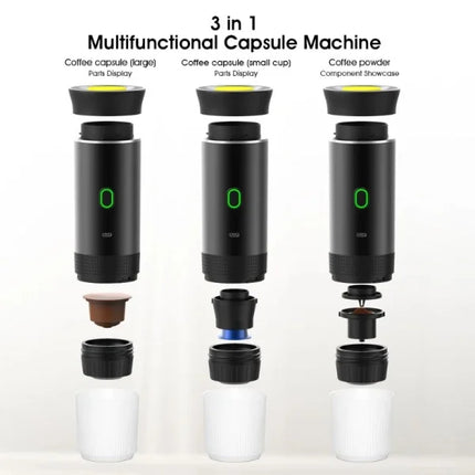 Portable espresso machine, wireless 3 in 1 travel coffee maker for capsules and ground coffee, USB-C rechargeable