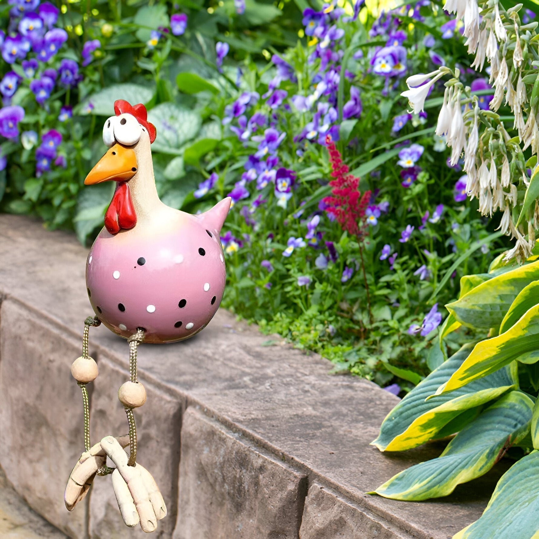 Garden Charm | Garden Statue Chicken with Vibrant Eyes | Unique Outdoor Decor for Lasting Ambiance 5