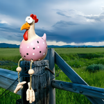 Garden Charm | Garden Statue Chicken with Vibrant Eyes | Unique Outdoor Decor for Lasting Ambiance 6