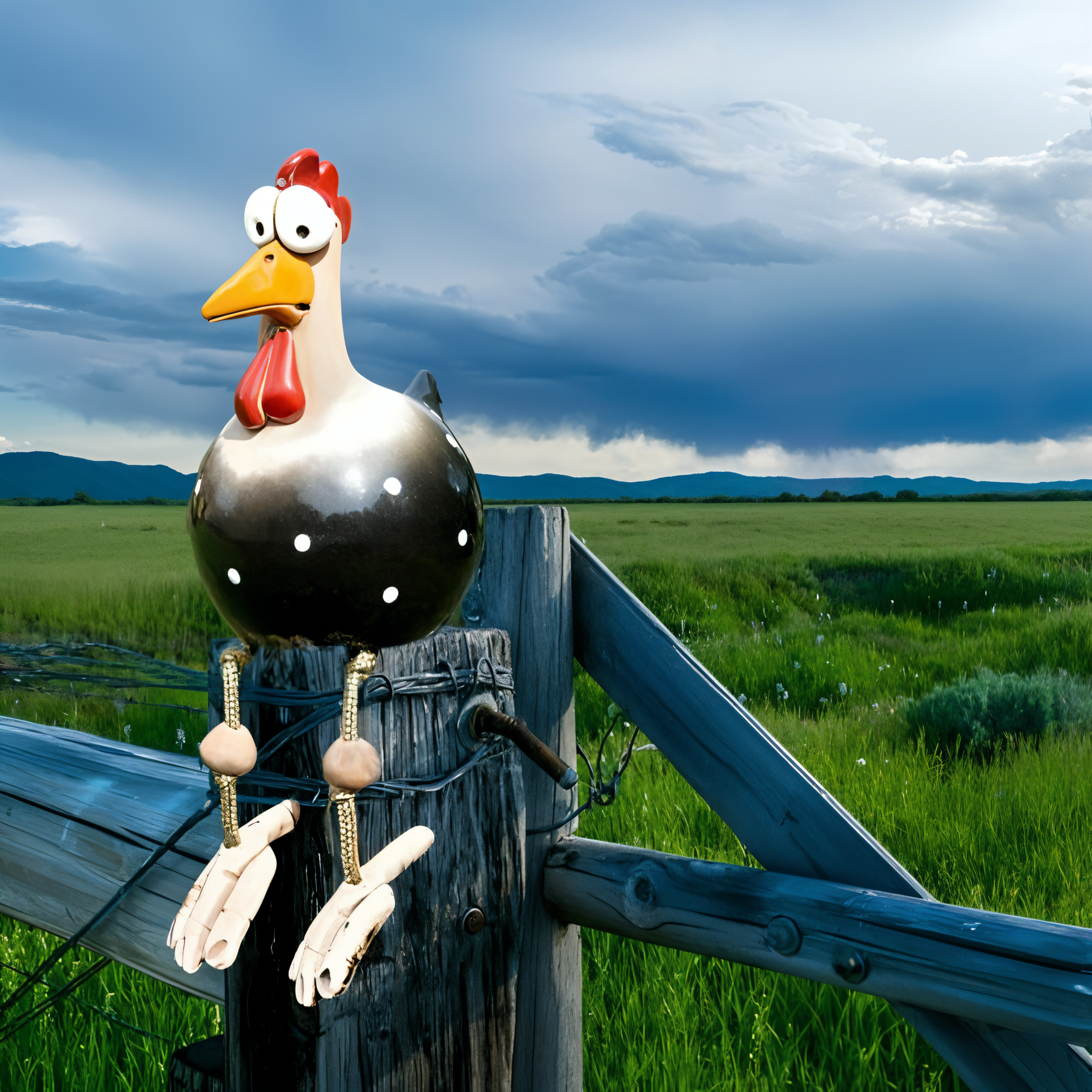Garden Charm | Garden Statue Chicken with Vibrant Eyes | Unique Outdoor Decor for Lasting Ambiance 7
