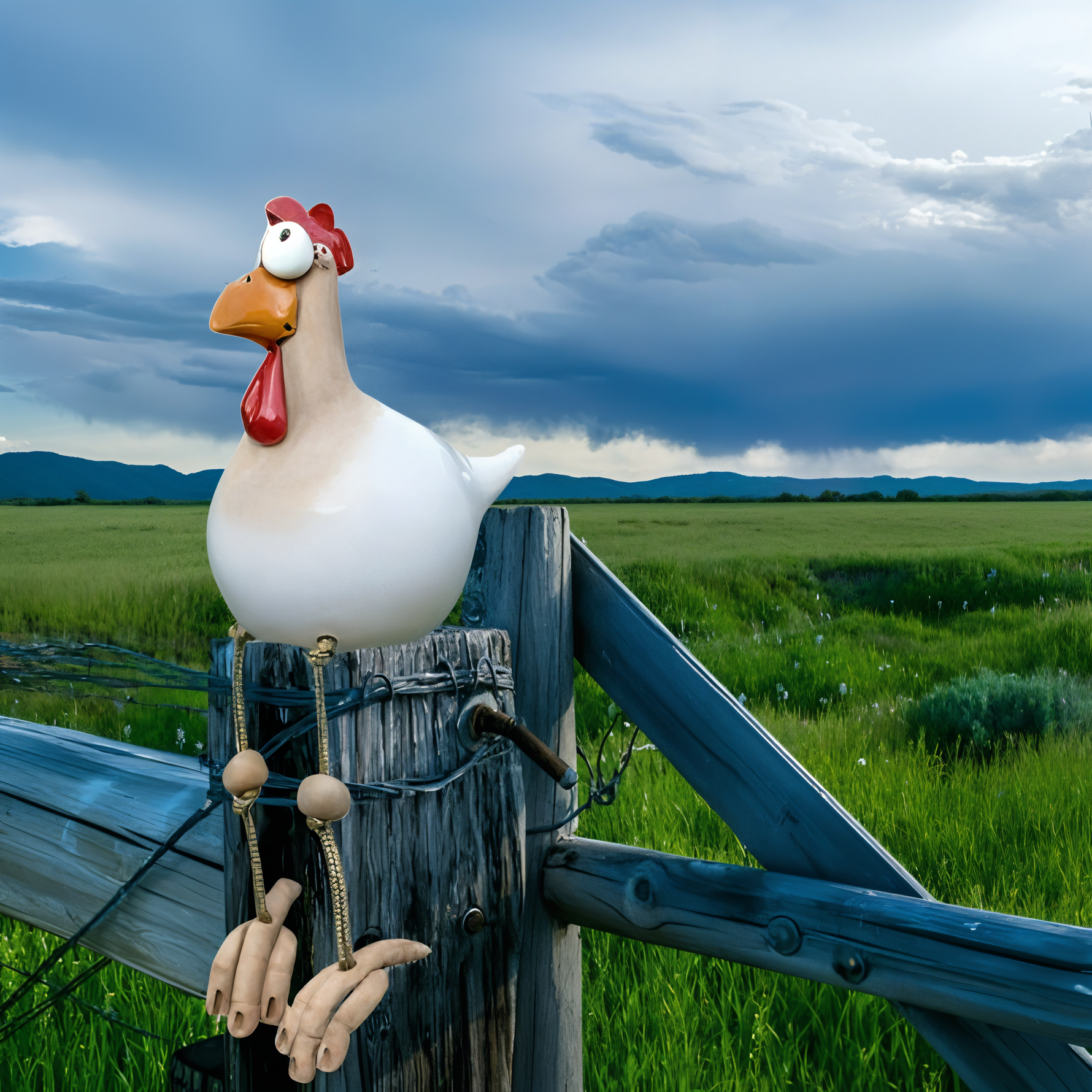 Garden Charm | Garden Statue Chicken with Vibrant Eyes | Unique Outdoor Decor for Lasting Ambiance 8