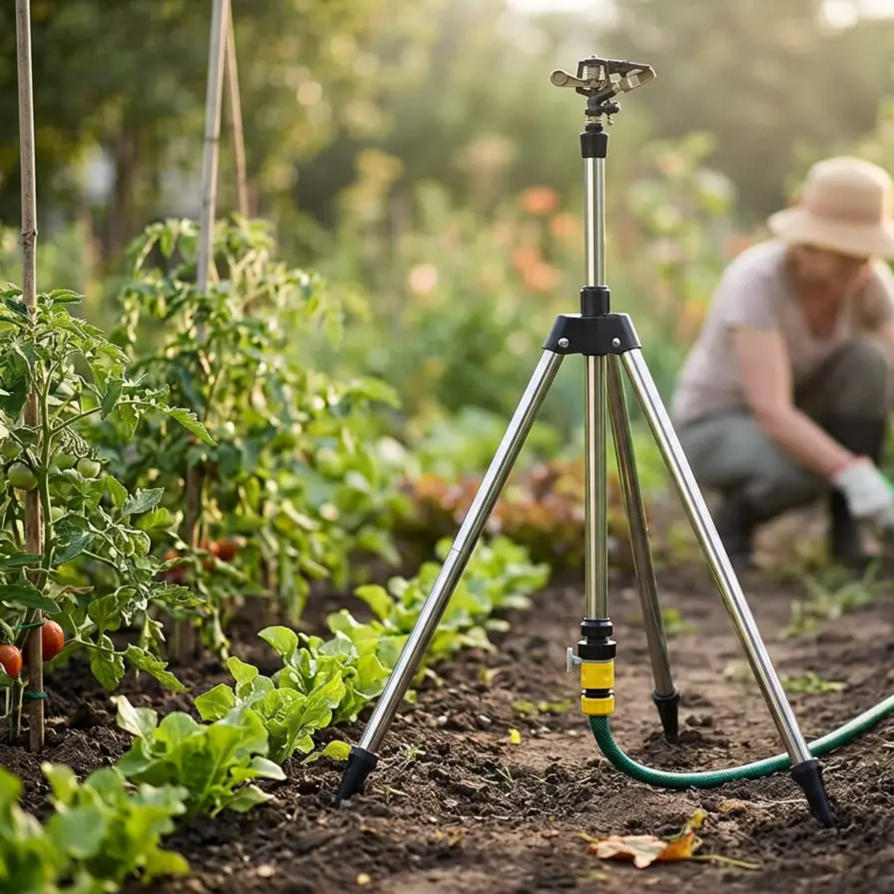Garden Essentials | High Pressure Rotating Tripod Sprinkler with Adjustable Height | 360° Coverage for Efficient Watering 7