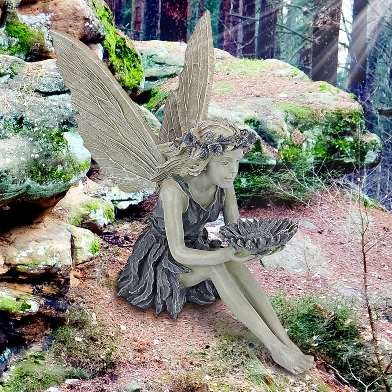 Garden Fairy Statue | Charming Angel Design with Sunflower Bowl | Durable Resin Decoration for Home and Garden 4