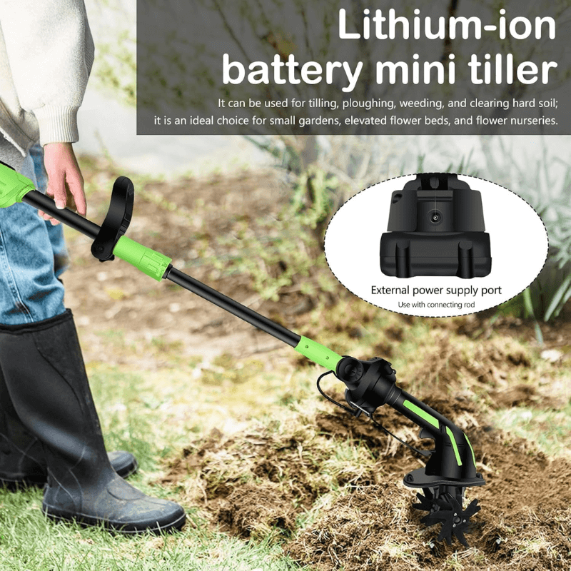Garden Pro | Cordless Tiller Cultivator with Extension Pole for Easy Soil Preparation 4