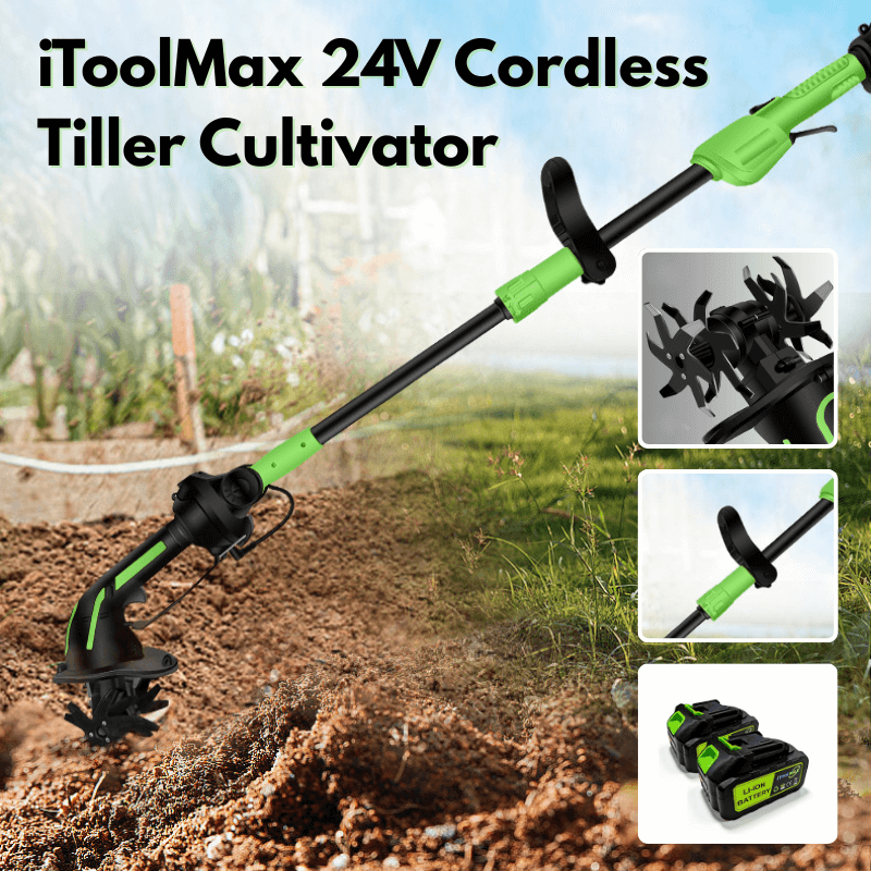 Garden Pro | Cordless Tiller Cultivator with Extension Pole for Easy Soil Preparation 5