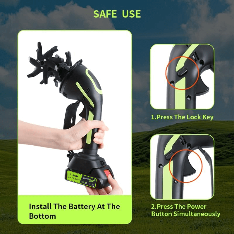 Garden Pro | Cordless Tiller Cultivator with Extension Pole for Easy Soil Preparation 7