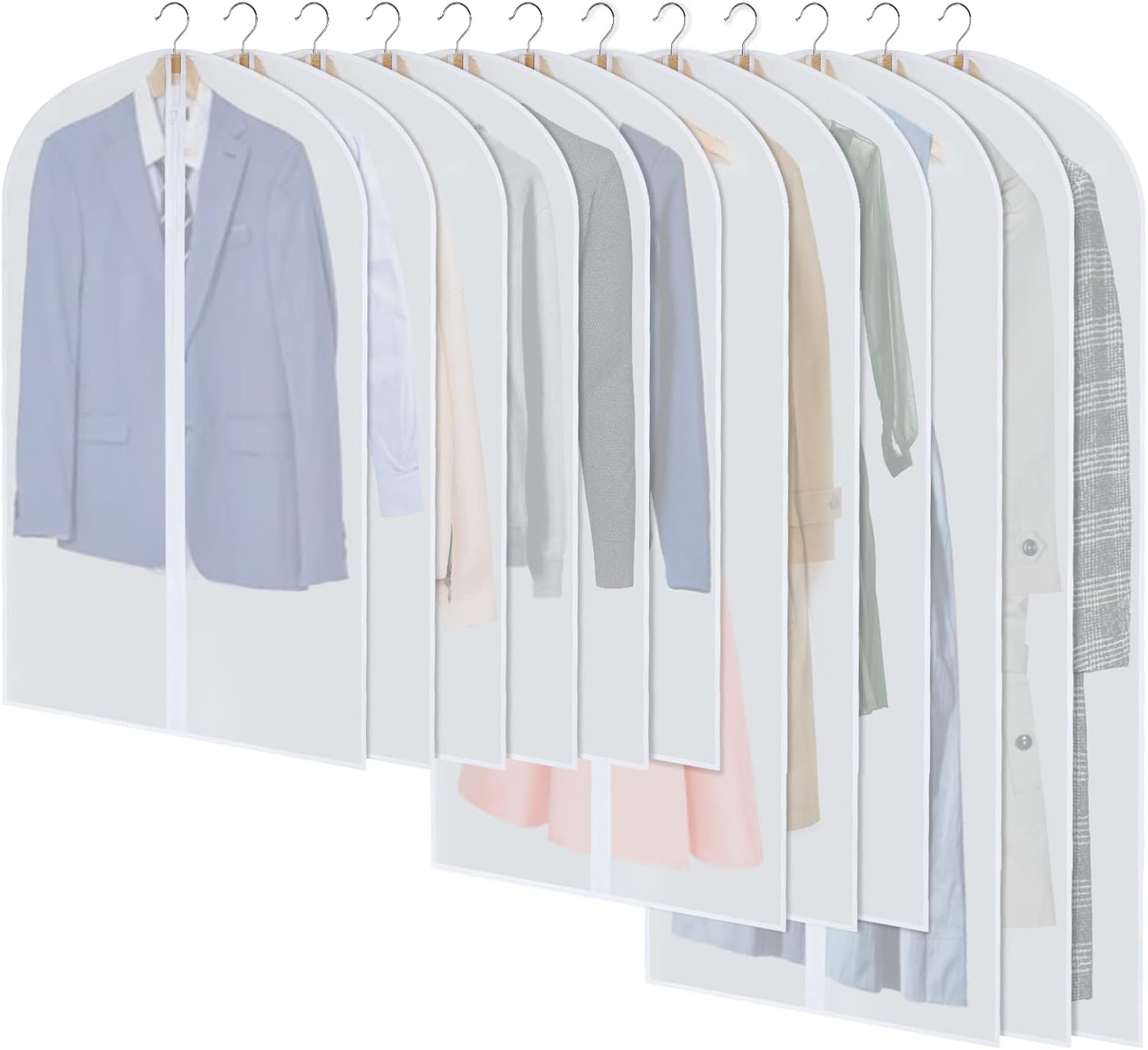 Garment Cover Set | PEVA Hanging Garment Bags with Full-Length Zipper | 24-Pack for Dust and Moisture Protection 0