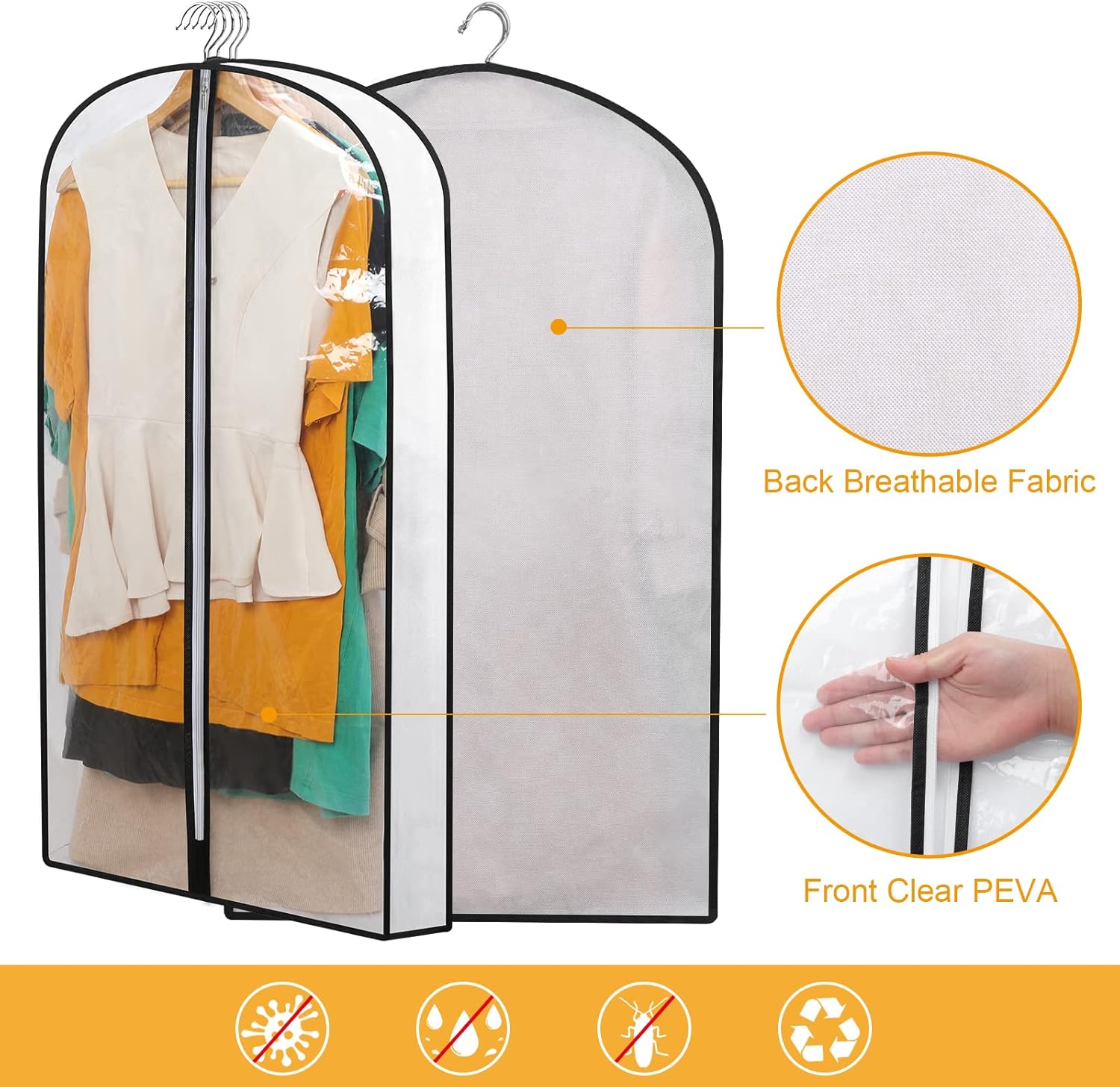 Garment Cover Set | PEVA Hanging Garment Bags with Full-Length Zipper | 24-Pack for Dust and Moisture Protection 4