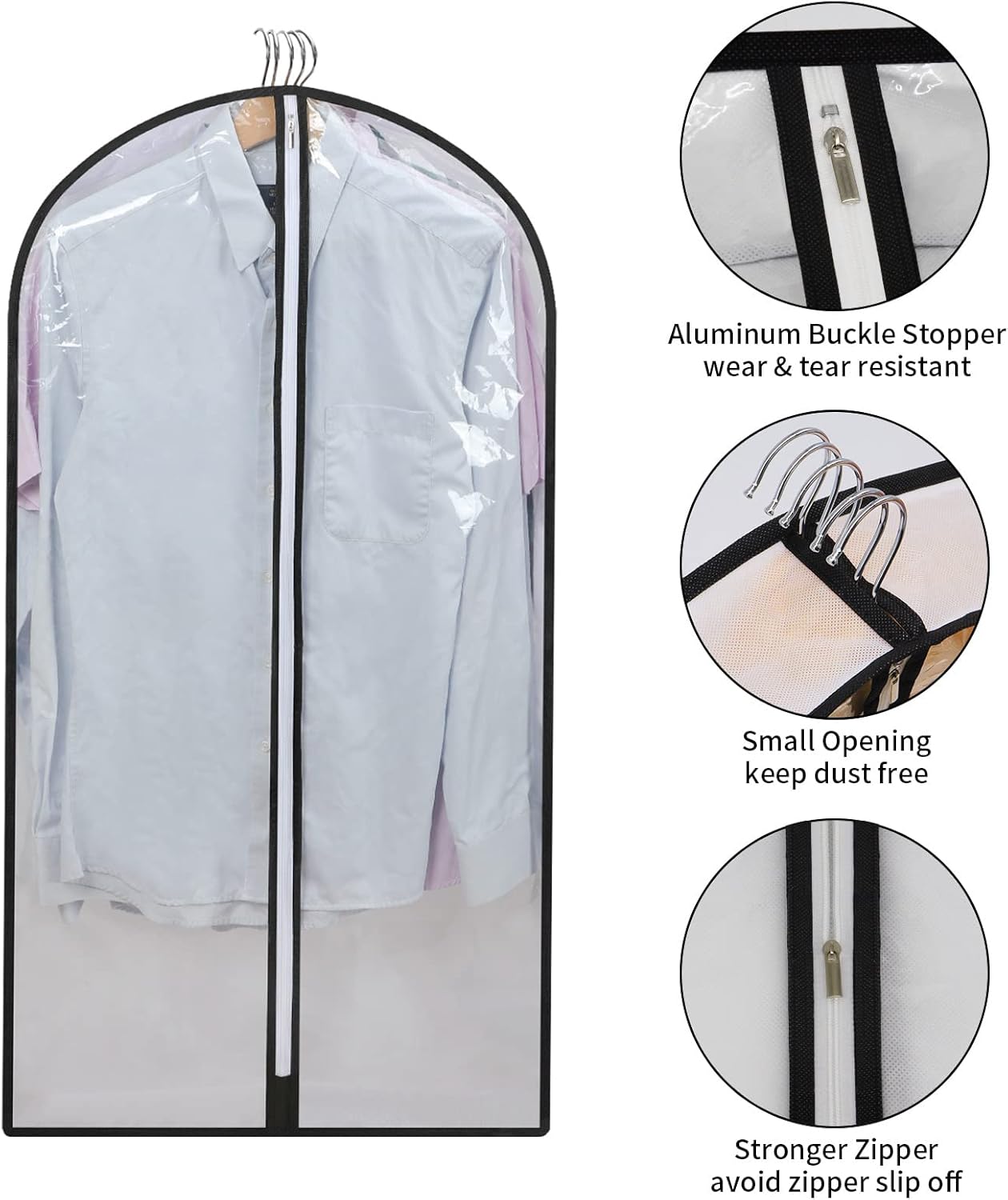 Garment Cover Set | PEVA Hanging Garment Bags with Full-Length Zipper | 24-Pack for Dust and Moisture Protection 5