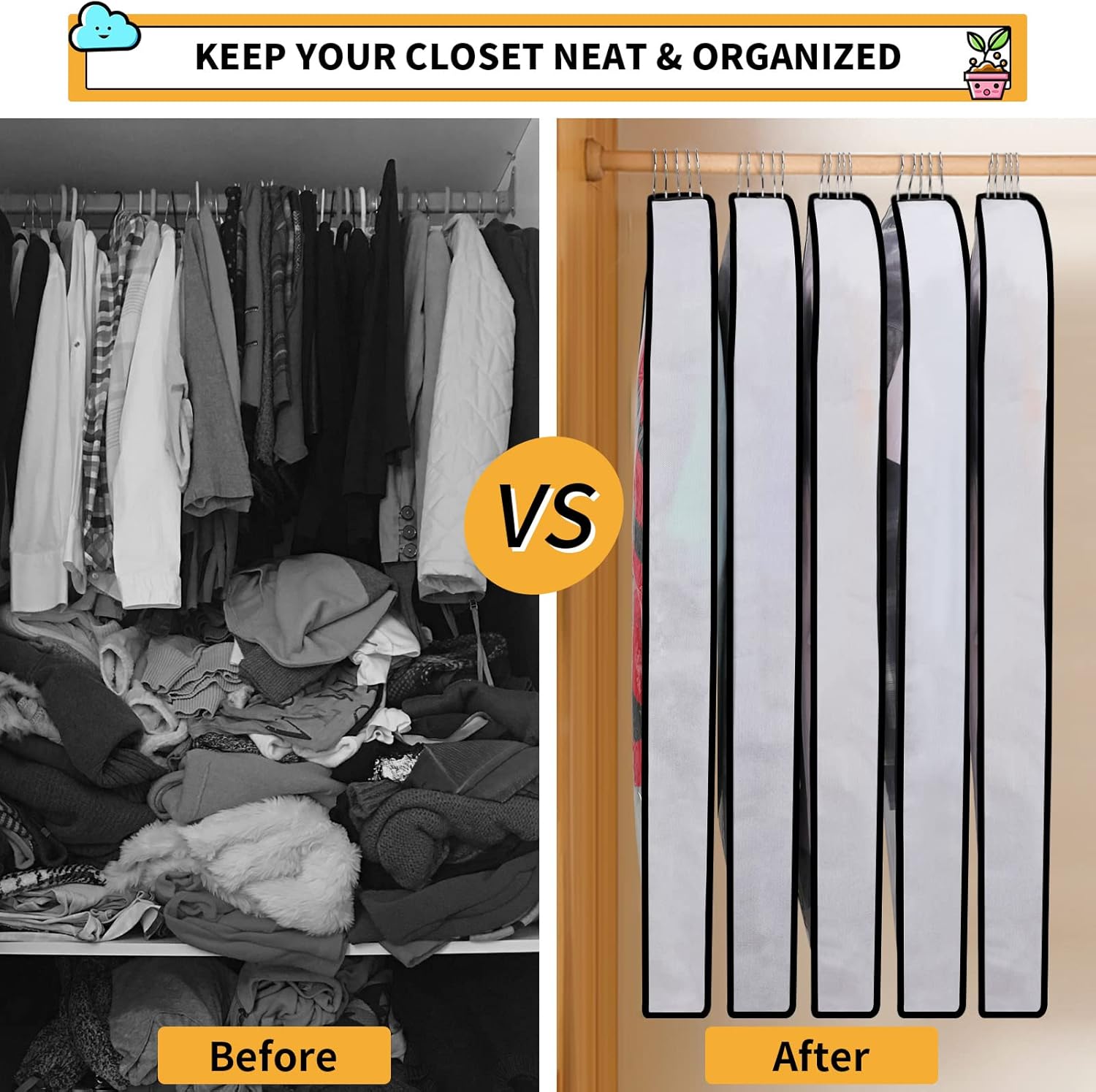 Garment Cover Set | PEVA Hanging Garment Bags with Full-Length Zipper | 24-Pack for Dust and Moisture Protection 6