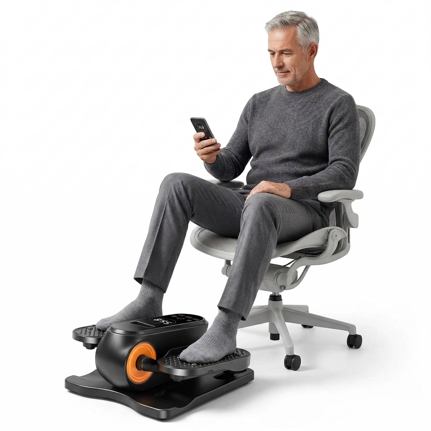 Tuzwa Electric Under Desk Elliptical – 12 Speeds & 12 Auto Programs, Forward/Reverse Pedals, Remote Control, LCD Display & Quiet Motor