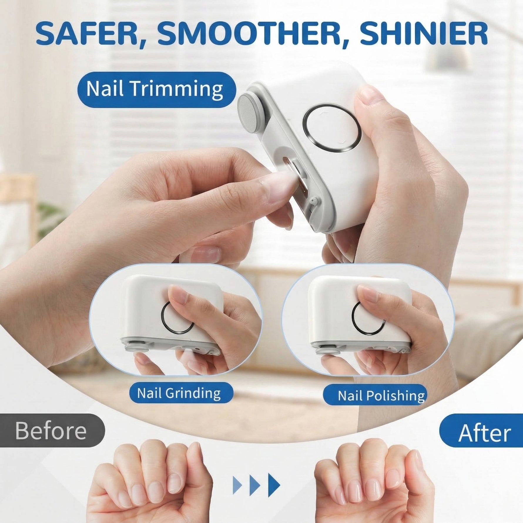 Tuzwa Electric Nail Clipper – Rechargeable Automatic Nail Trimmer with 2 Speeds, Glass Polisher, LED Light & Built-In Nail Catcher