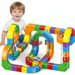 Tuzwa Magnetic Train Track Set – Rechargeable Electric Train, 3D Magnetic Building Blocks, Flexible Tracks & Signs for Kids Ages 3–10