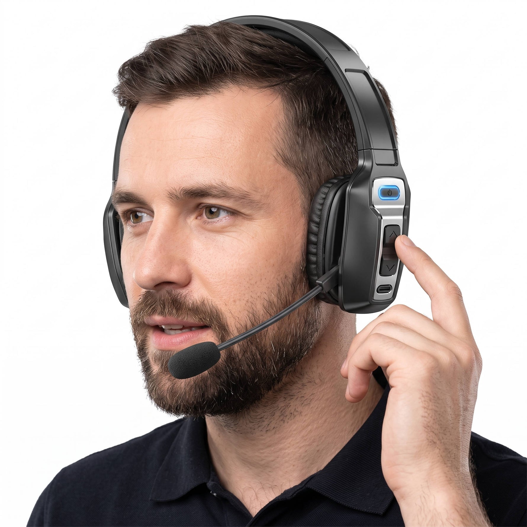 TUZWA Bluetooth Trucker Headset with Noise Cancelling Mic, Wireless Headset for Truck Drivers, 35H Talk Time, USB-C, 270° Mic