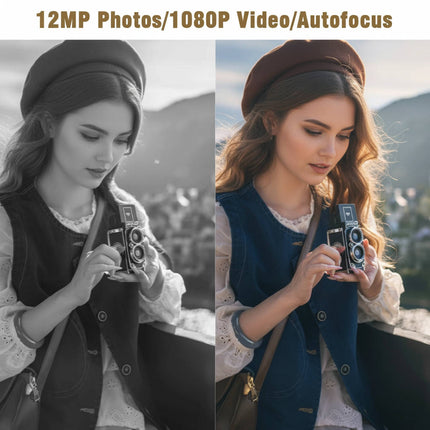 Vintage Digital Camera, 12MP Retro Compact with 1080p Video, 1.54 Inch IPS Screen, Dual Lens Body, 16GB Card and Type C Charging