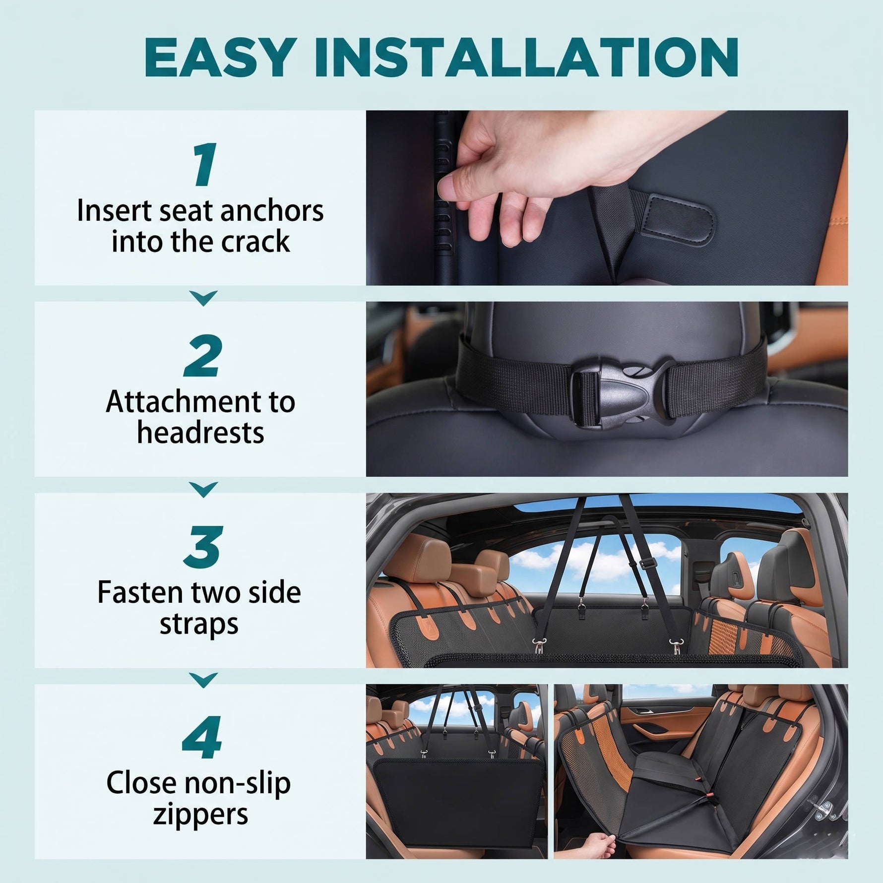 Tuzwa Dog Back Seat Extender – Hard Bottom Dog Car Seat Cover, Waterproof PU Leather Hammock, 400 lb Support, Mesh Window & Storage Pockets  Google Shopping / Merchant Center Title  Dog