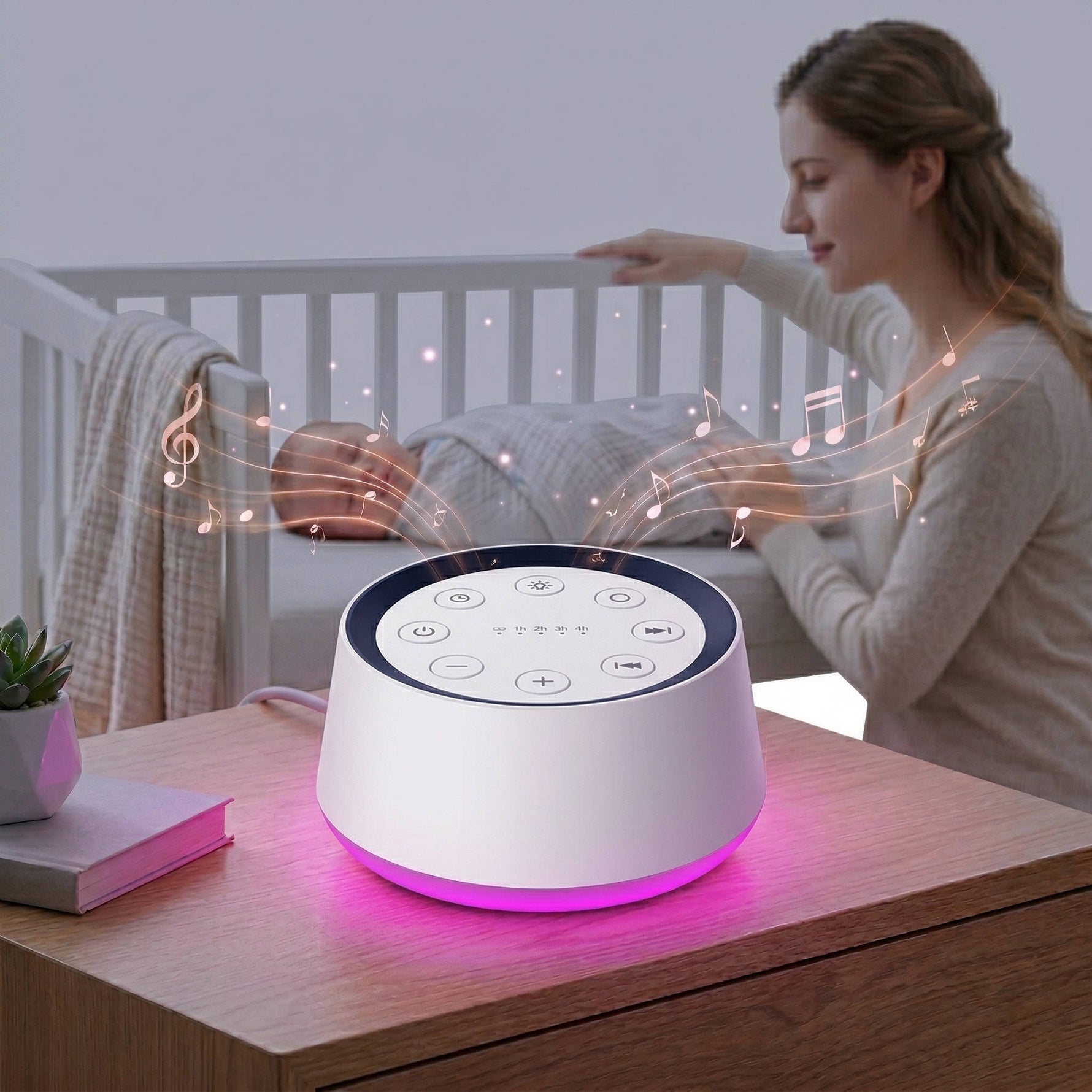 Tuzwa White Noise Machine – 30-Sound Sleep Sound Machine with 12-Color Night Light, 10 Brightness Levels, Memory & 1–4 Hour Timer