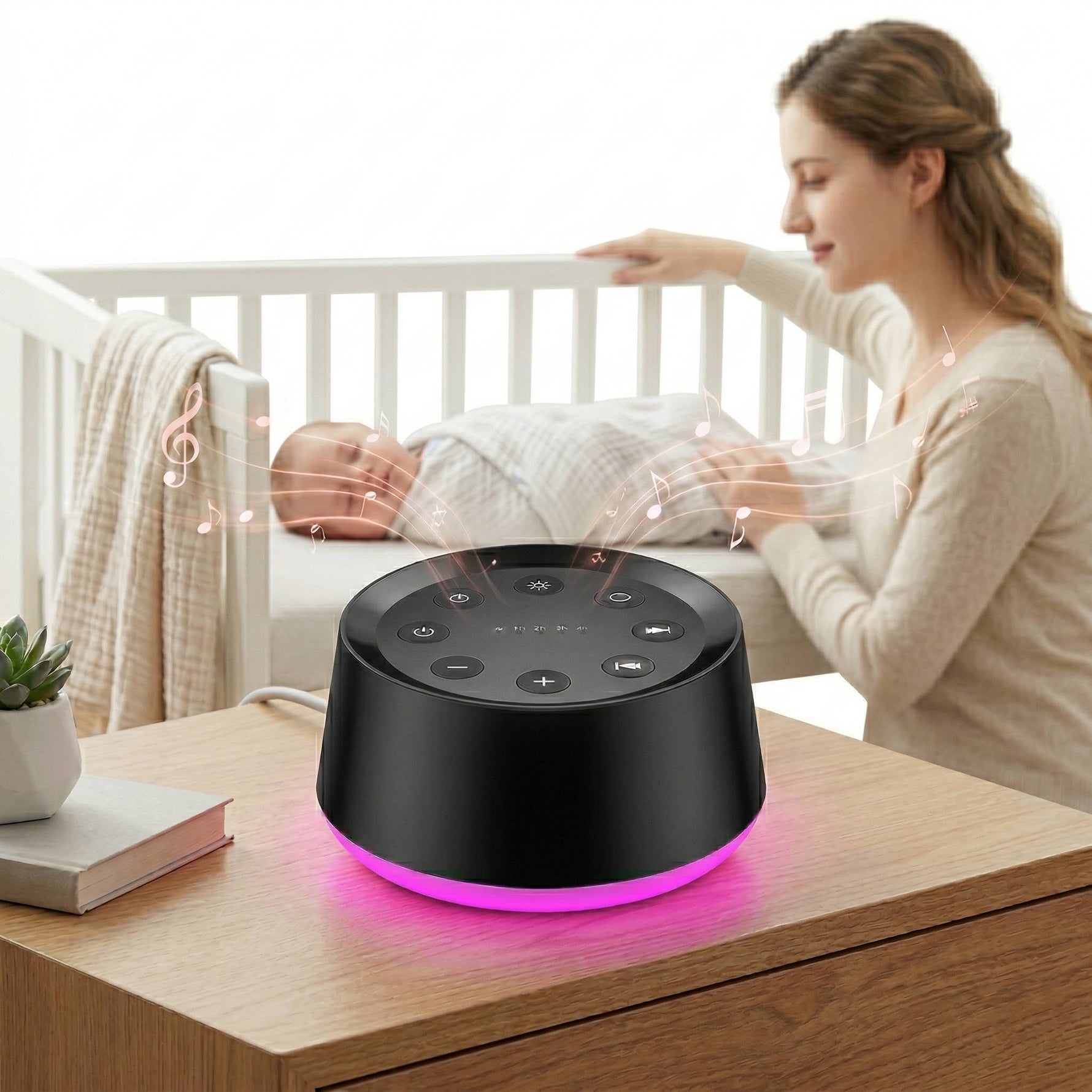 Tuzwa White Noise Machine – 30-Sound Sleep Sound Machine with 12-Color Night Light, 10 Brightness Levels, Memory & 1–4 Hour Timer